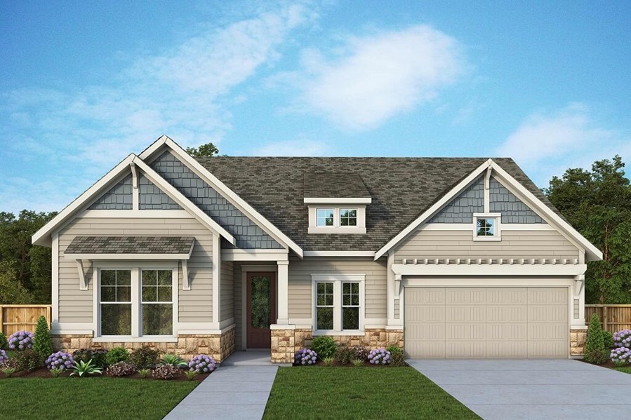 David Weekley Homes Henshaw floorplan Elevation A in The Retreat at Sterling on the Lake